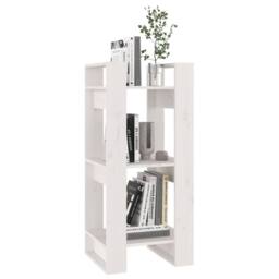 Berkfield Home Beautiful Book Cabinet/Room Divider White 41x35x91 cm Solid Wood Pine - Size: 41 x 35 x 91 cm - thumbnail 5