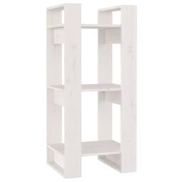 Berkfield Home Beautiful Book Cabinet/Room Divider White 41x35x91 cm Solid Wood Pine - Size: 41 x 35 x 91 cm - thumbnail 3