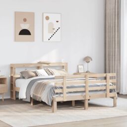 Berkfield Home Bed Frame with Headboard without Mattress 160x200 cm in Brown - thumbnail 1