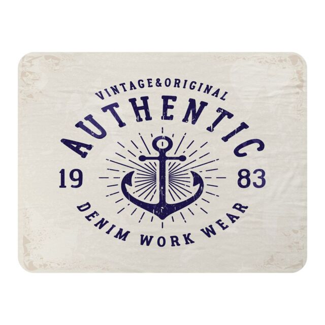 Benjamin Tate Design Vintage Anchor Logo Blanket in Natural - Size: 120 cm x 150 cm - image 1