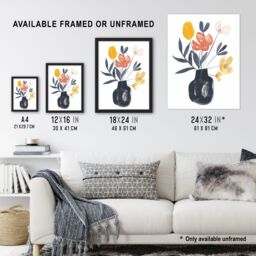 "Artery8 Boho Abstract Watercolour Flower Bouquet in Vase Framed Art Print - Size: W12"" x H16""" - thumbnail 3
