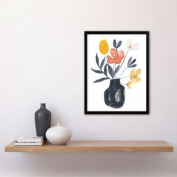 "Artery8 Boho Abstract Watercolour Flower Bouquet in Vase Framed Art Print - Size: W12"" x H16""" - thumbnail 4