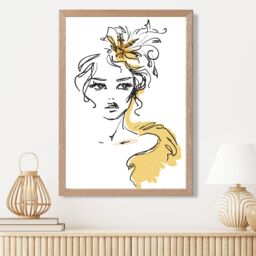 ARTZE Female Fashion Pen & Ink Sketch Framed Print SIZE: A4 with Oak Frame in Yellow - Size: A2 - thumbnail 2