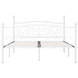 Berkfield Home Elegant Bed Frame with Slatted Base White Metal 200x200 cm - thumbnail 1
