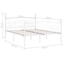 Berkfield Home Elegant Bed Frame with Slatted Base White Metal 200x200 cm - thumbnail 5