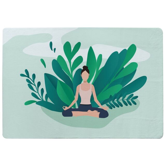 Benjamin Tate Design Woman Meditating Designer Rug in Natural - Size: Large - image 1