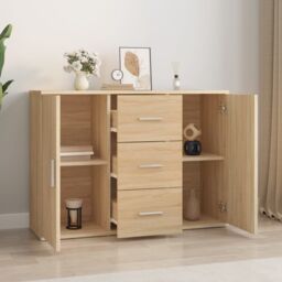 Berkfield Home Sideboard Sonoma Oak 91x29.5x65 cm Engineered Wood in Brown - thumbnail 3