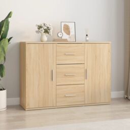 Berkfield Home Sideboard Sonoma Oak 91x29.5x65 cm Engineered Wood in Brown - thumbnail 1