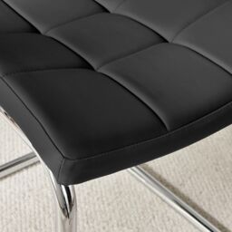 FurnitureboxUK Set of 2 Murano Deep Cushioned Soft Touch Faux Leather Dining Chairs With Silver Chrome Metal Legs in Black - thumbnail 7