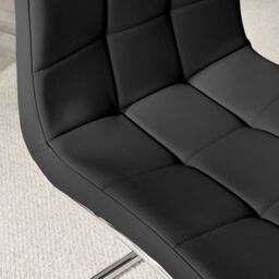 FurnitureboxUK Set of 2 Murano Deep Cushioned Soft Touch Faux Leather Dining Chairs With Silver Chrome Metal Legs in Black - thumbnail 4