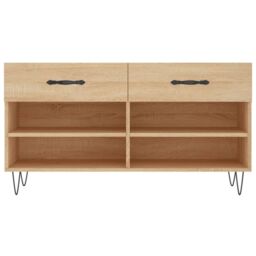 Berkfield Home Shoe Bench Sonoma Oak 102x35x55 cm Engineered Wood in Brown - Size: 102 x 35 x 55 cm - thumbnail 6