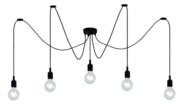 Lucide 'FIX' Dimmable Stylish Adjustable Indoor Cluster Pendant Light 5xE27 in Black - image 1