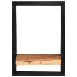 Berkfield Home Wall Shelves 2 pcs 25x25x35 cm Solid Wood Acacia & Steel in Brown - Size: 25 x 25 x 35 cm