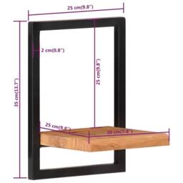 Berkfield Home Wall Shelves 2 pcs 25x25x35 cm Solid Wood Acacia & Steel in Brown - Size: 25 x 25 x 35 cm - thumbnail 8