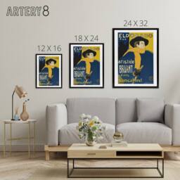 "Artery8 Eldorado Aristide Bruant Framed Canvas Wall Art Print Toulouse Lautrec in Blue - Size: W12"" x H16""" - thumbnail 4
