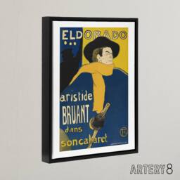 "Artery8 Eldorado Aristide Bruant Framed Canvas Wall Art Print Toulouse Lautrec in Blue - Size: W12"" x H16""" - thumbnail 2