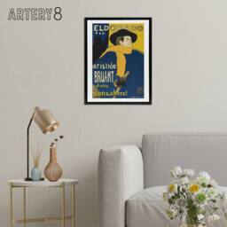 "Artery8 Eldorado Aristide Bruant Framed Canvas Wall Art Print Toulouse Lautrec in Blue - Size: W12"" x H16""" - thumbnail 3