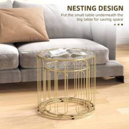 Wyld Haus Rosa Gold Tone Set of 2 Elliptical Cut Out Nesting Tables - thumbnail 5