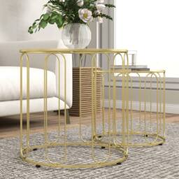 Wyld Haus Rosa Gold Tone Set of 2 Elliptical Cut Out Nesting Tables - thumbnail 9