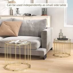 Wyld Haus Rosa Gold Tone Set of 2 Elliptical Cut Out Nesting Tables - thumbnail 6