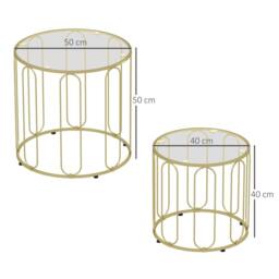Wyld Haus Rosa Gold Tone Set of 2 Elliptical Cut Out Nesting Tables - thumbnail 4