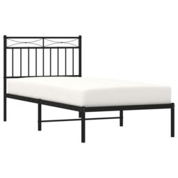 Berkfield Home Metal Bed Frame with Headboard Black 90x190 cm Single - thumbnail 3
