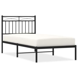 Berkfield Home Metal Bed Frame with Headboard Black 90x190 cm Single - thumbnail 2