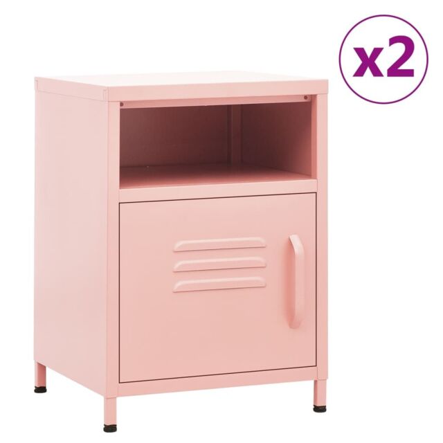 Berkfield Home Nightstands 2 pcs Pink 35x35x51 cm Steel - Size: 35 x 35 x 51 cm - image 1