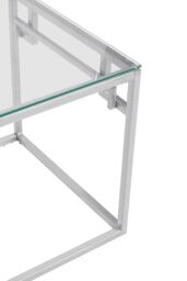Orsina Silver Side Table, Tempered Glass Top With Minimalist Design, Stainless Steel Frame With Glossy Finish - thumbnail 5