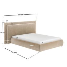 Solace+Co Sigrid Sand Velvet Cushion Headboard Ottoman Bed in Light Sand - Size: Double - thumbnail 7