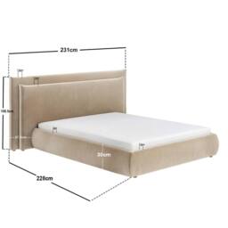 Solace+Co Sigrid Sand Velvet Cushion Headboard Ottoman Bed in Light Sand - Size: Double - thumbnail 6