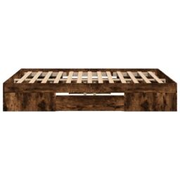 Berkfield Home Bed Frame without Mattress Smoked Oak 120x190 cm Small Double Engineered Wood in Brown - thumbnail 6
