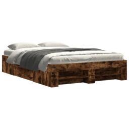 Berkfield Home Bed Frame without Mattress Smoked Oak 120x190 cm Small Double Engineered Wood in Brown - thumbnail 2