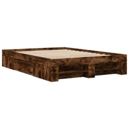 Berkfield Home Bed Frame without Mattress Smoked Oak 120x190 cm Small Double Engineered Wood in Brown - thumbnail 3