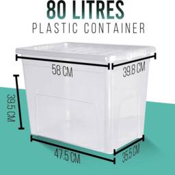 Havendro 80L set of 4 Heavy Duty Clear Plastic Storage Boxes with Lids - thumbnail 2