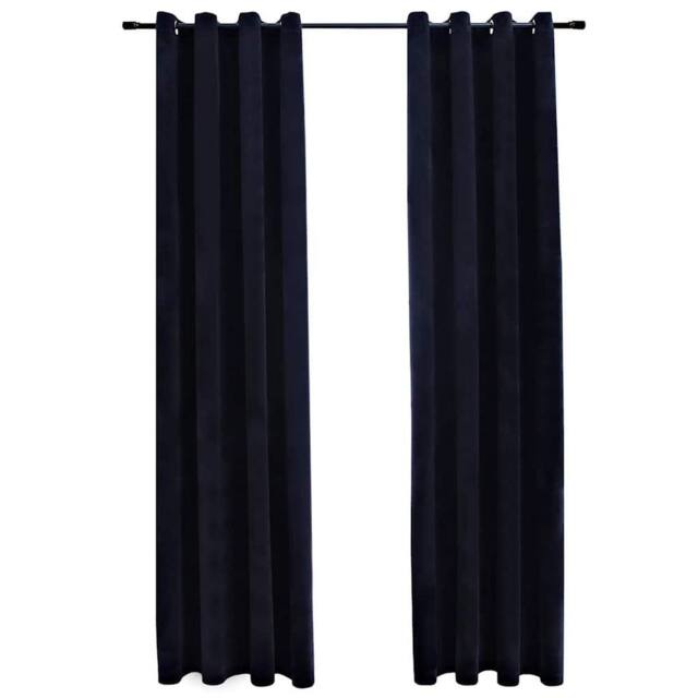 Berkfield Home Blackout Curtains with Rings 2 pcs Velvet Black 140x245 cm - image 1
