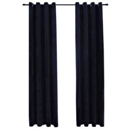 Berkfield Home Blackout Curtains with Rings 2 pcs Velvet Black 140x245 cm - thumbnail 1
