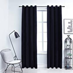 Berkfield Home Blackout Curtains with Rings 2 pcs Velvet Black 140x245 cm - thumbnail 2