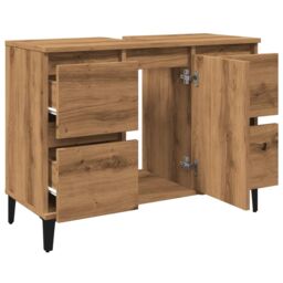 Berkfield Home Sink Cabinet Artisan Oak 80x33x60 cm Engineered Wood in Brown - Size: 80 x 33 x 60 cm - thumbnail 5