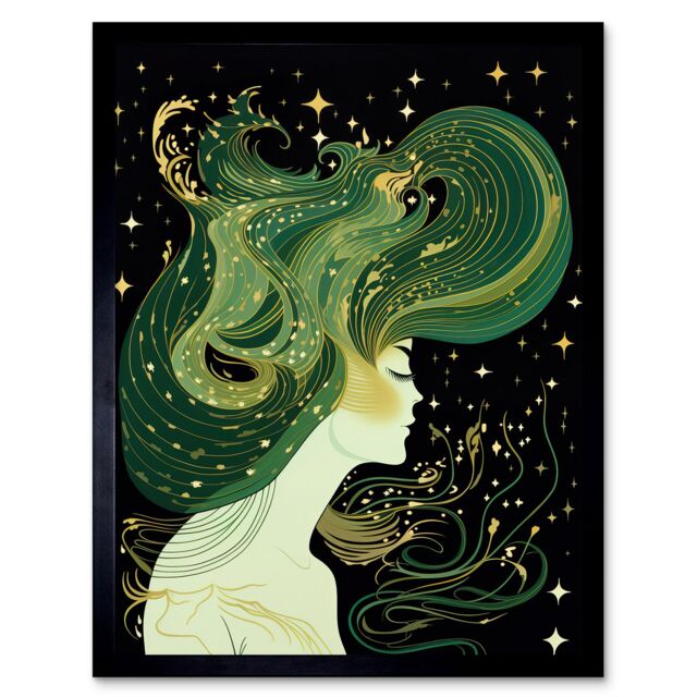 "Artery8 Wall Art Print Modern Concept Art Aurora Borealis Art Framed in Black - Size: W12"" x H16""" - image 1