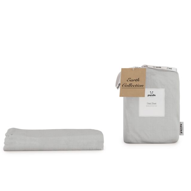 Panda London Panda Bamboo & French Linen Fitted Sheet in Mid Grey - Size: Double - image 1