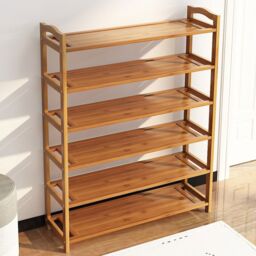 VOGREX 6 TIERS BAMBOO SHOE RACK FOOTWEAR ORGANISER WOODEN STORAGE SHELVES in Brown
