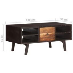 Berkfield Home Coffee Table 100x50x45 cm Solid Reclaimed Wood in Black - Size: 100 x 50 x 45 cm - thumbnail 6
