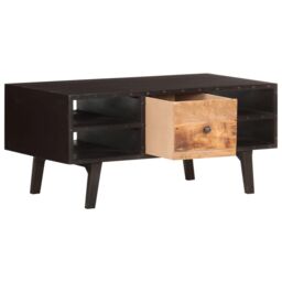 Berkfield Home Coffee Table 100x50x45 cm Solid Reclaimed Wood in Black - Size: 100 x 50 x 45 cm - thumbnail 3