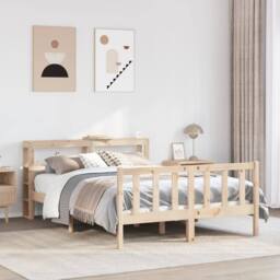 Berkfield Home Beautiful Bed Frame without Mattress 120x200 cm Solid Wood Pine in Light Brown - Size: Small Double - thumbnail 2