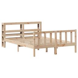 Berkfield Home Beautiful Bed Frame without Mattress 120x200 cm Solid Wood Pine in Light Brown - Size: Small Double - thumbnail 1