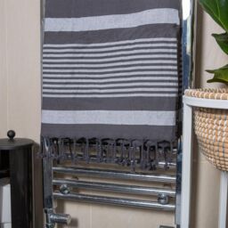 Nicola Spring 100% Cotton Bath Towel Turkish Style Hamman Blanket Bath Sheet - 160 x 90cm (x2) in Stone - thumbnail 6