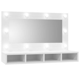 Berkfield Home Mirror Cabinet with LED White 90x31.5x62 cm - thumbnail 2