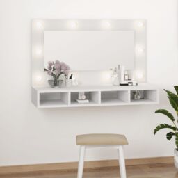 Berkfield Home Mirror Cabinet with LED White 90x31.5x62 cm - thumbnail 1