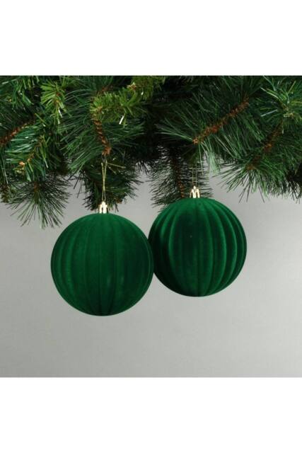 KDMD 10cm Green Velvet Watermelon Baubles Set of 4 - image 1